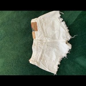 White jean shorts